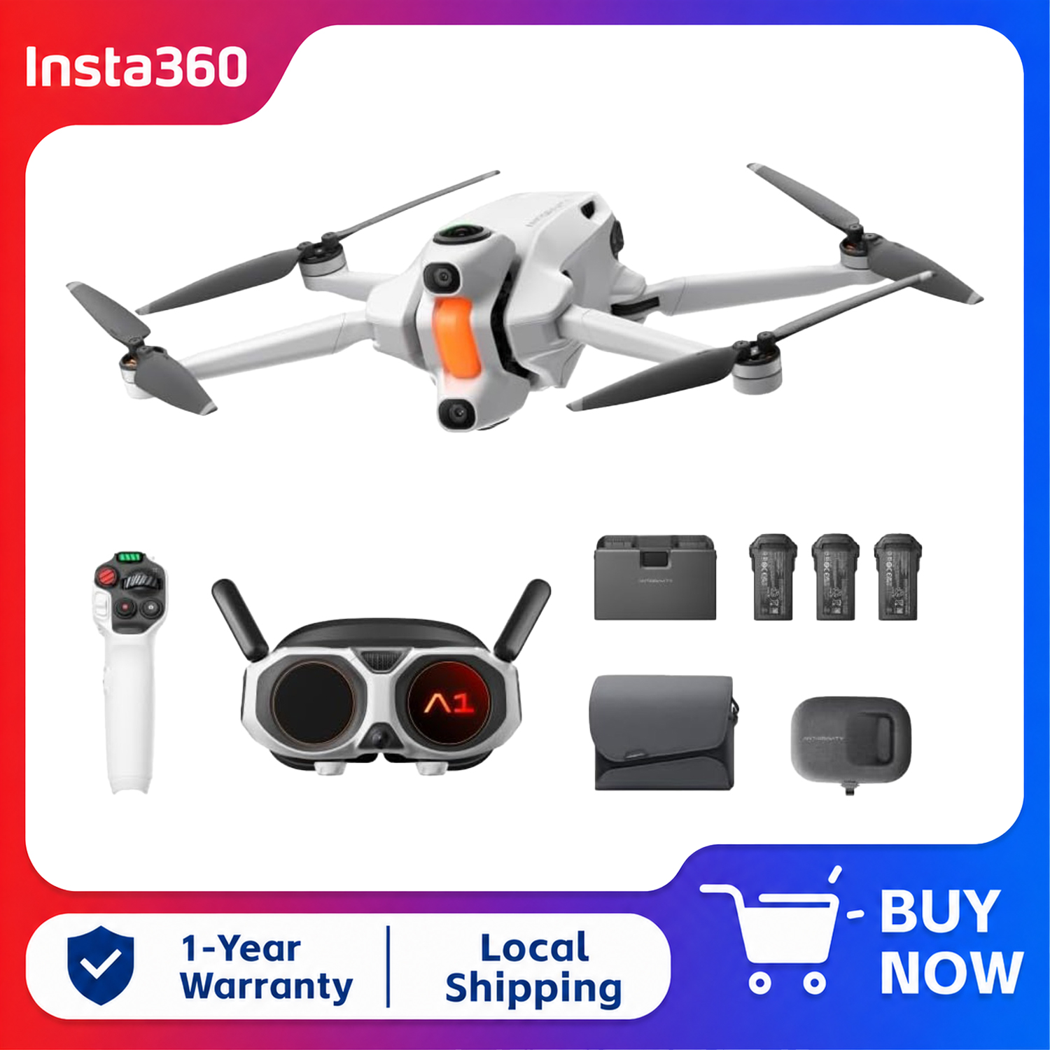 Drone Gimbal For Insta360 - Insta360 안티그래비티 A1 익스플로러 번들(배터리 3개
